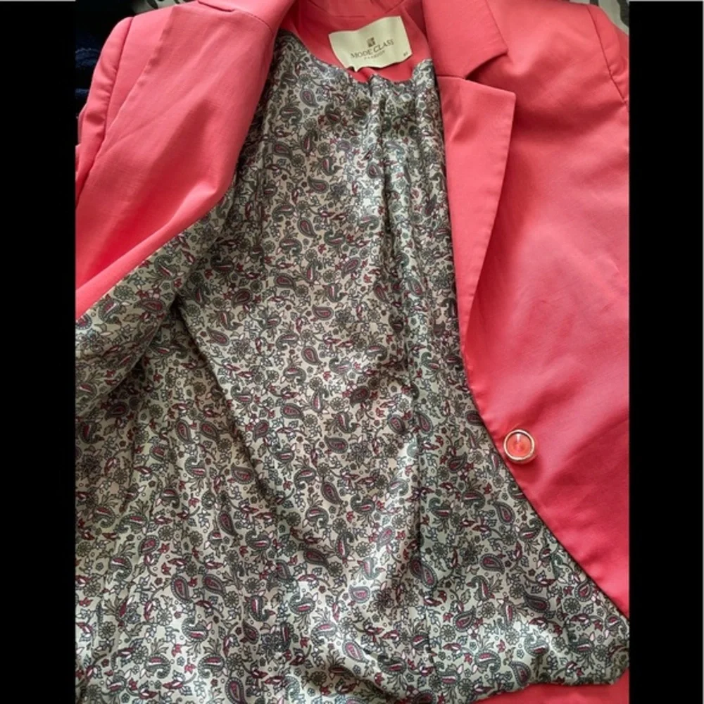 NEW WOMEN BLAZER SINGLE-BREASTED JACKET 3/4 SLEEVES LINED NOTCHED COLLAR CORAL‎